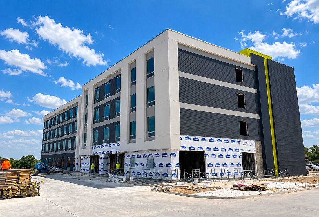 Stucco and EIFS exterior finish project 12 on a commercial building in Dallas-Fort Worth