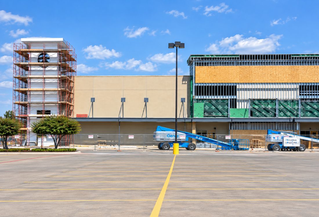 Stucco and EIFS exterior finish project 6 on a commercial building in Dallas-Fort Worth